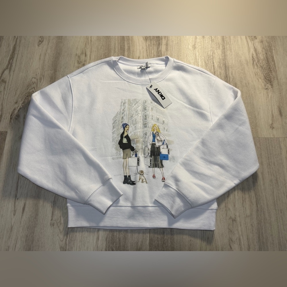 DKNY White Graphic Sweatshirt
